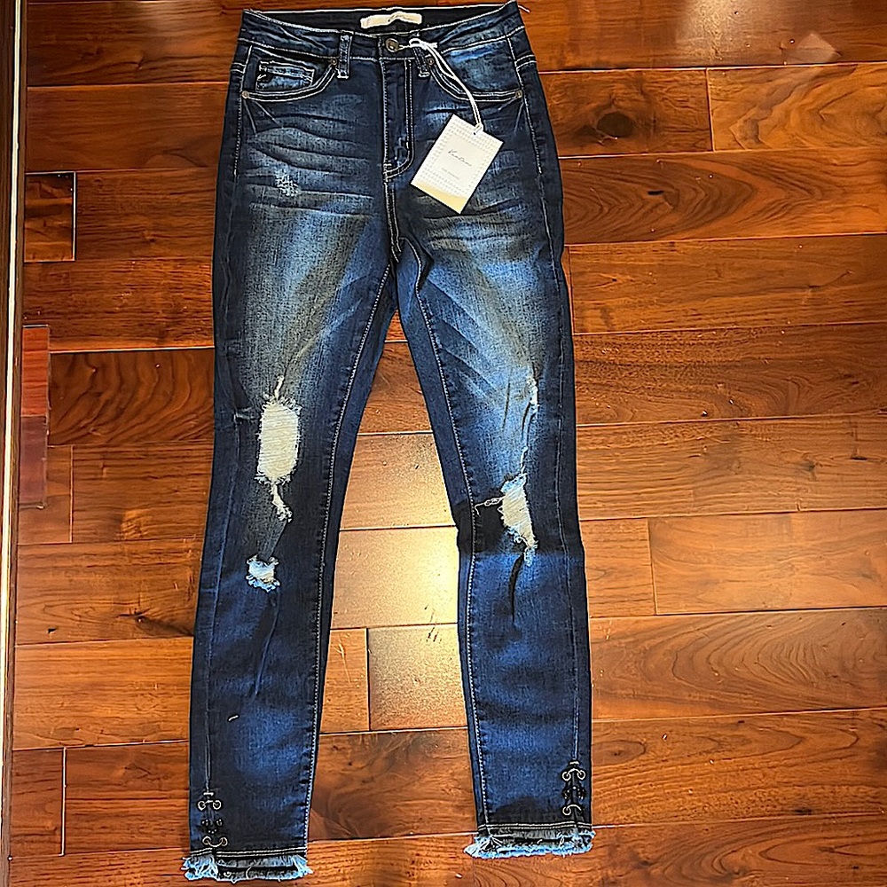 Kancan Hem detailed high rise jeans
